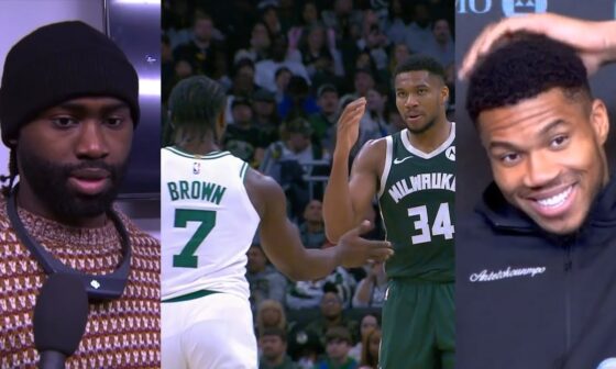 Giannis couldn't believe Jaylen Brown called him a child for fake handshake