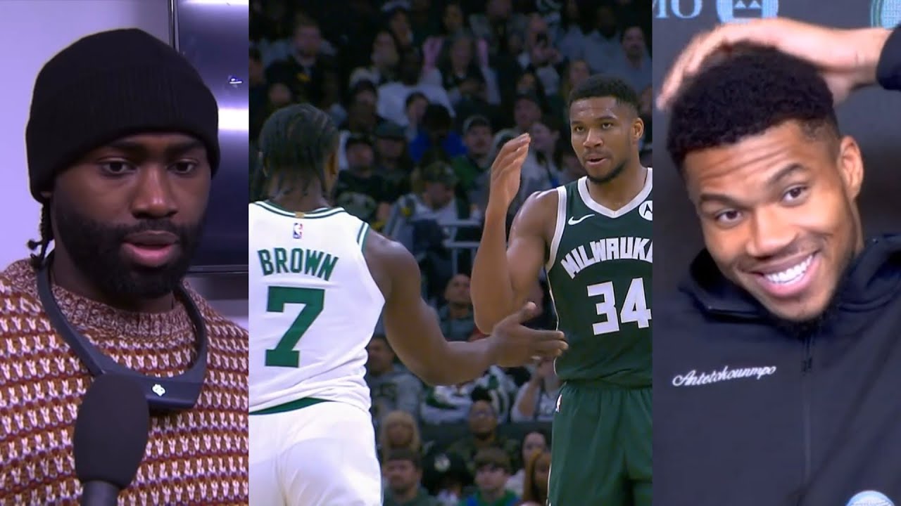 Giannis couldn't believe Jaylen Brown called him a child for fake handshake