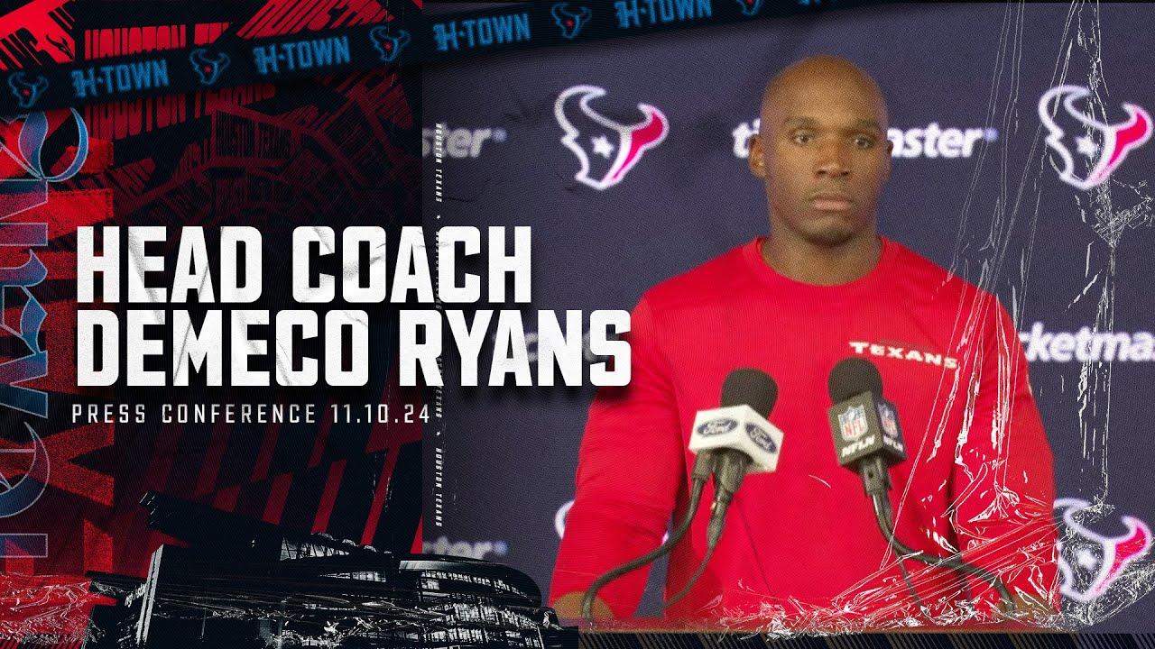 DeMeco Ryans addresses the media following Texans vs Lions game