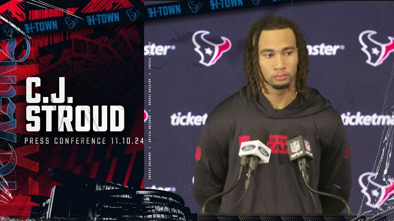 C.J. Stroud addresses the media after Texans vs Lions game