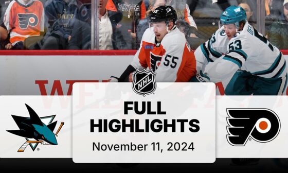 NHL Highlights | Sharks vs. Flyers | November 11, 2024