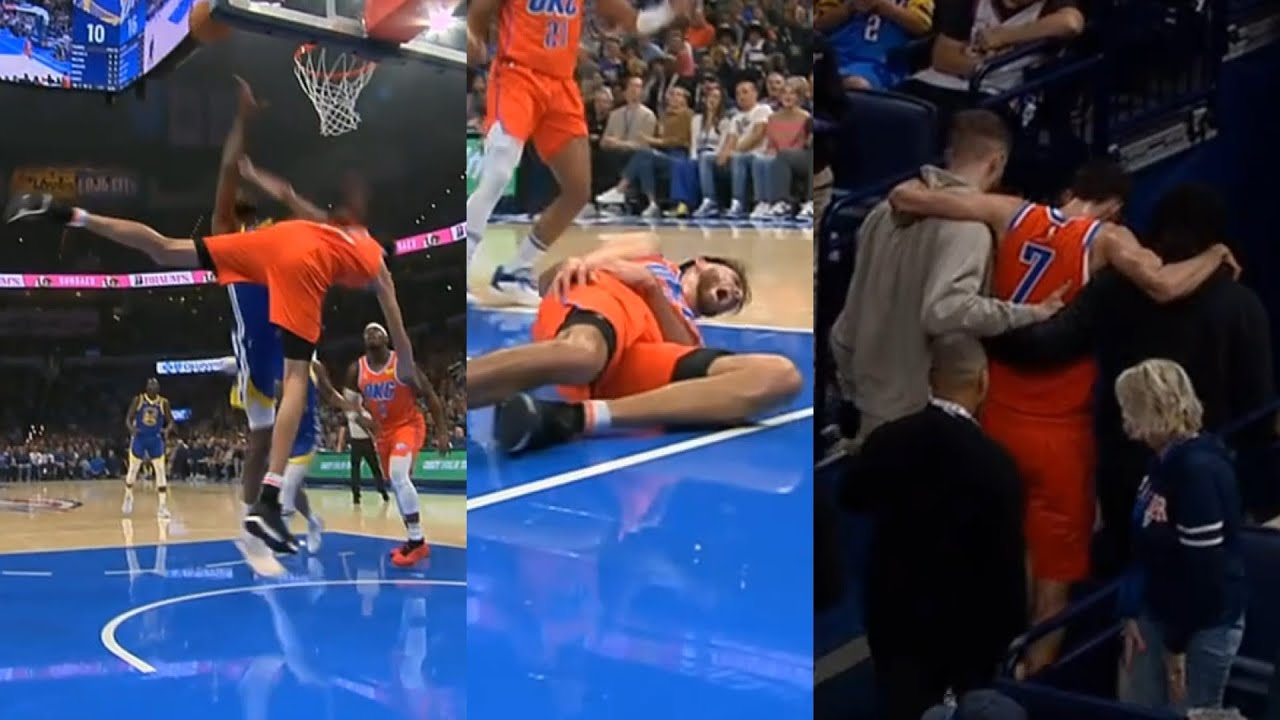 Chet Holmgren yells in pain after scary hard fall and gets carried off vs Warriors