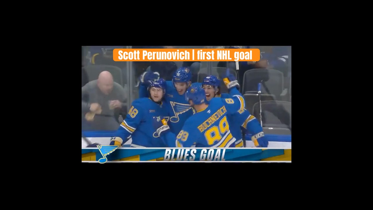 Scott Perunovich | first NHL goal | St. Louis Blues #firstnhlgoal #hockey #goalies #classicnhl #nhl