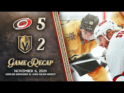 HIGHLIGHTS | Carolina Hurricanes 5, Vegas Golden Knights 2 | Nov. 11, 2024