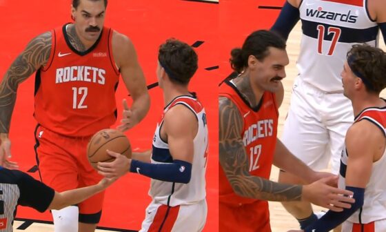 Steven Adams scared the sh*t out of Corey Kispert pretending to chase after him 😂