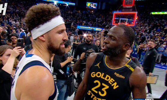 Klay Thompson Shares a Moment with Former Teammates after the game