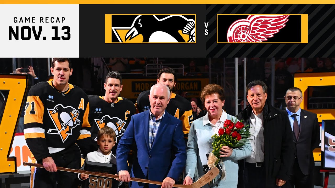 GAME RECAP: Penguins vs. Red Wings (11.13.24) | Malkin Honored for 500th Goal