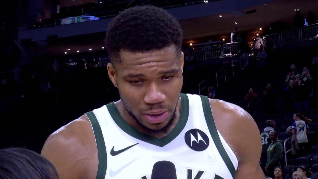 Giannis Antetokounmpo gets emotional in interview after scoring 59 points vs Pistons