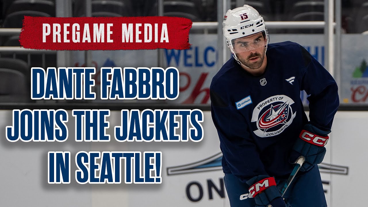 Dante Fabbro joins the Jackets in Seattle! Hear from him and Head Coach Dean Evason | Pregame Media