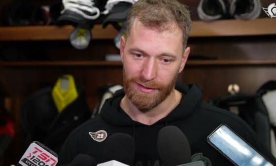 Nick Cousins, Claude Giroux, Travis Green Pregame Media vs PHI