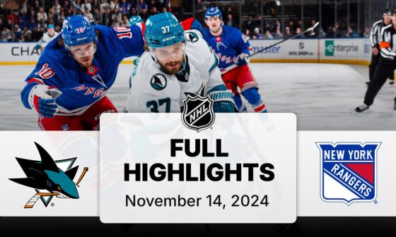 NHL Highlights | Sharks vs. Rangers | November 14, 2024