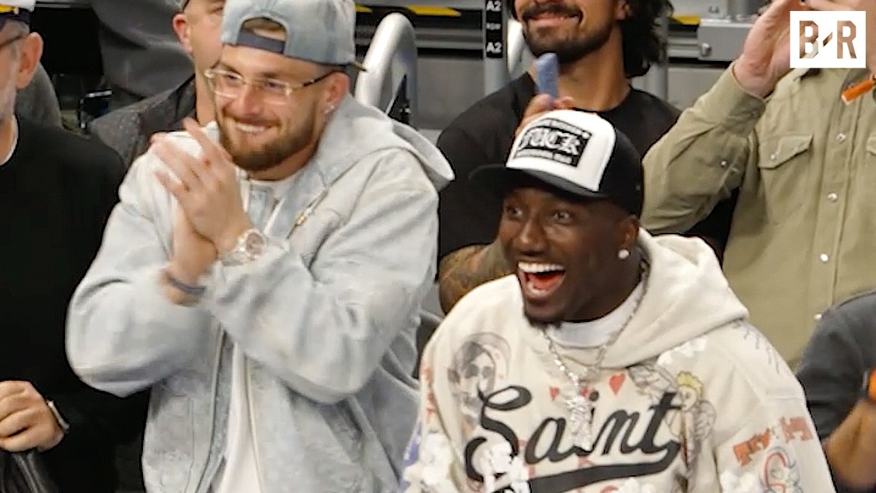 Deebo Samuel & Ricky Pearsall Mic'd up Courtside for Warriors vs. Mavericks 🎤