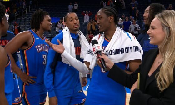 ‘Anyone wanna bark?’ Jalen Williams asks his teammates after OKC’s win | NBA on ESPN