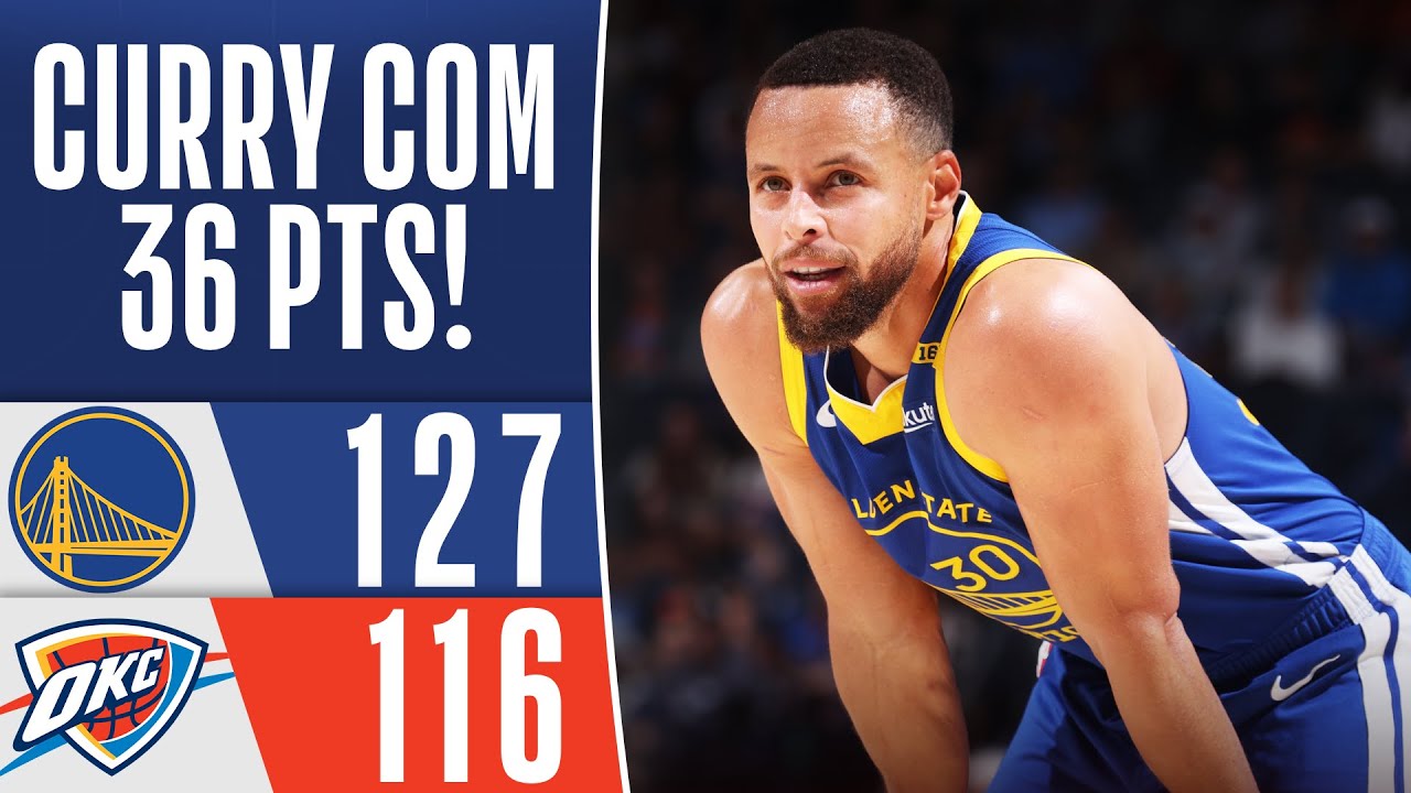 CURRY ativa 'modo splash', E GOLDEN STATE WARRIORS vence OKC fora de casa na NBA - Melhores Momentos