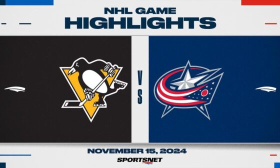 NHL Highlights | Penguins vs. Blue Jackets - November 15, 2024