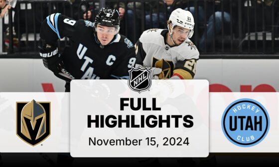 NHL Highlights | Golden Knights vs. Utah Hockey Club | November 15, 2024