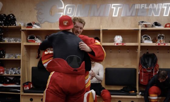 Wolf gets the game puck after his first-career shutout | Calgary Flames