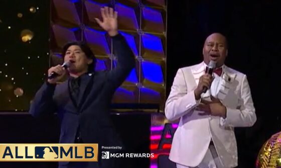 Shota Imanaga sings "Go, Cubs, Go" at the All-MLB Awards Show