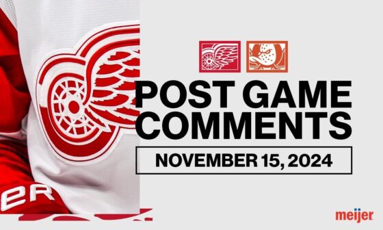 Dylan Larkin, Marco Kasper, Derek Lalonde Post Game Comments vs ANA | Nov. 15, 2024