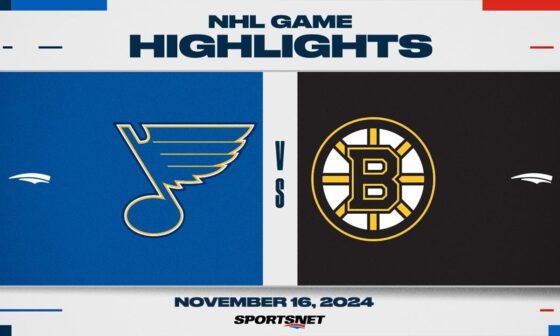 NHL Highlights | Blues vs. Bruins - November 16, 2024