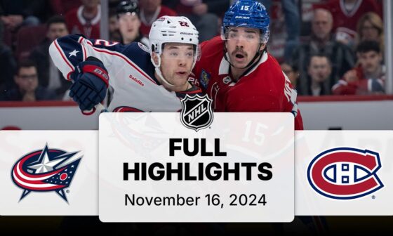 NHL Highlights | Blue Jackets vs. Canadiens | November 16, 2024