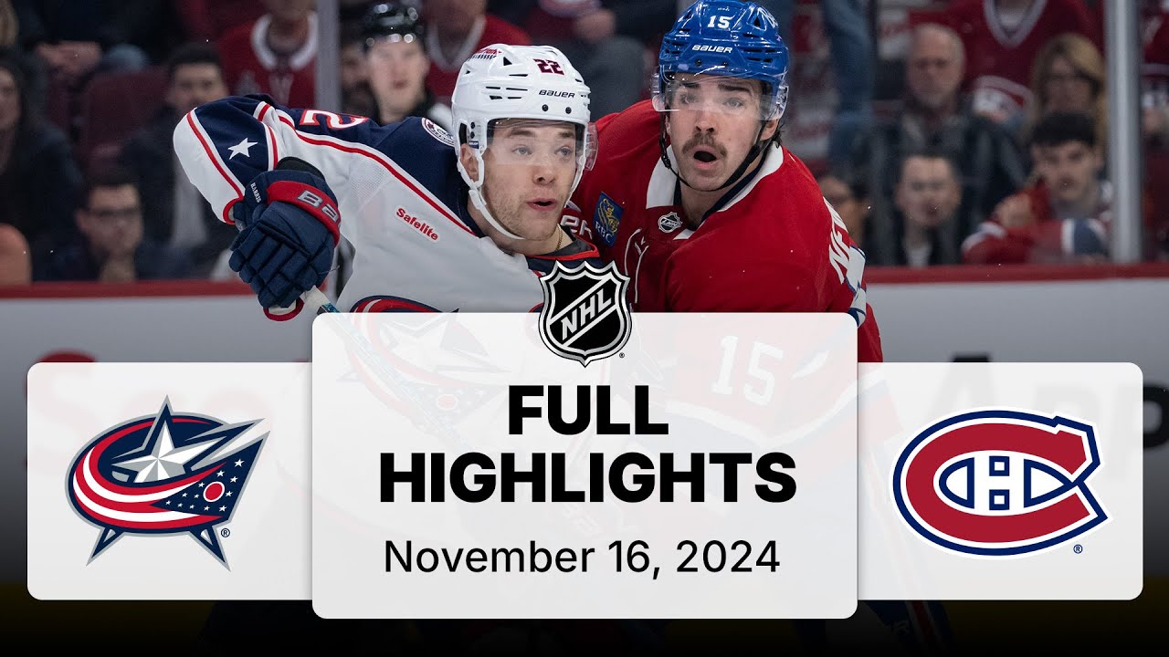 NHL Highlights | Blue Jackets vs. Canadiens | November 16, 2024