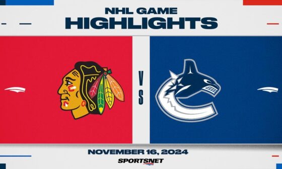 NHL Highlights | Blackhawks vs. Canucks - November 16, 2024