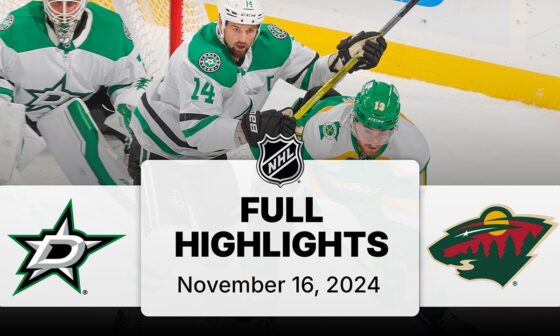 NHL Highlights | Stars vs. Wild - November 16, 2024