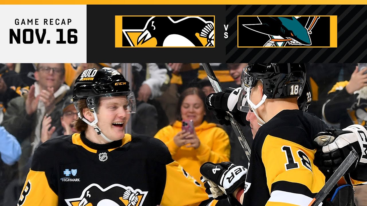 GAME RECAP: Penguins vs. Sharks (11.16.24) | Owen Pickering Makes NHL Debut