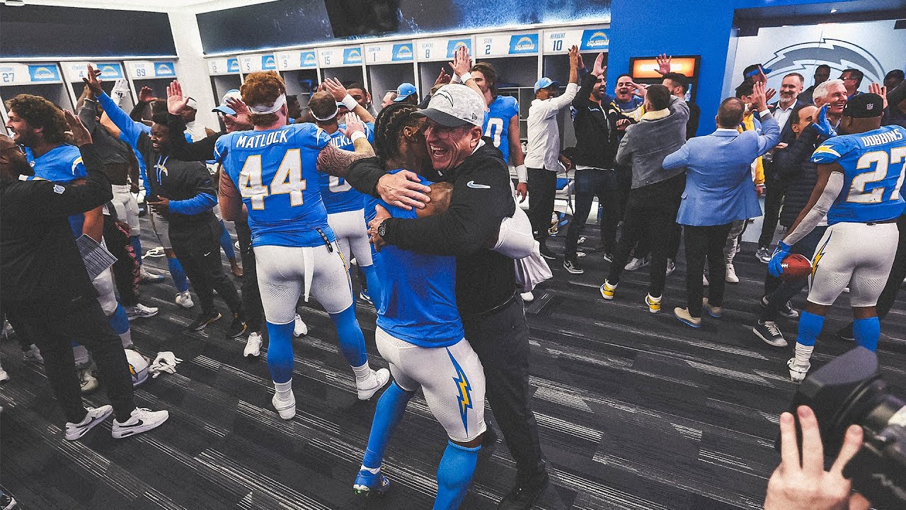 Jim Harbaugh Locker Room Victory Speech vs Bengals | LA Chargers