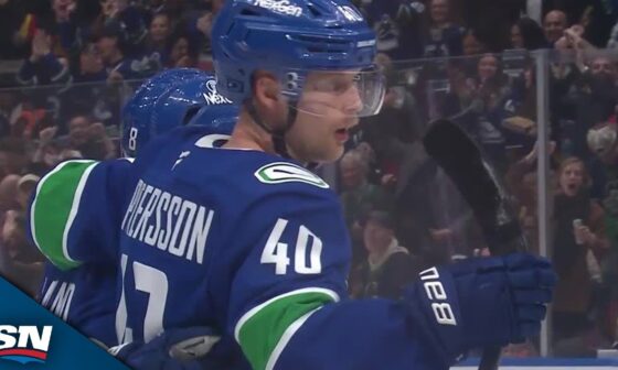 Canucks' Elias Pettersson Fires Home One-Timer Off Feed From Quinn Hughes