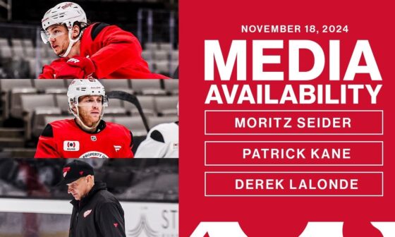 Moritz Seider, Patrick Kane, Derek Lalonde Morning Skate Availability vs SJS  | Nov. 18, 2024