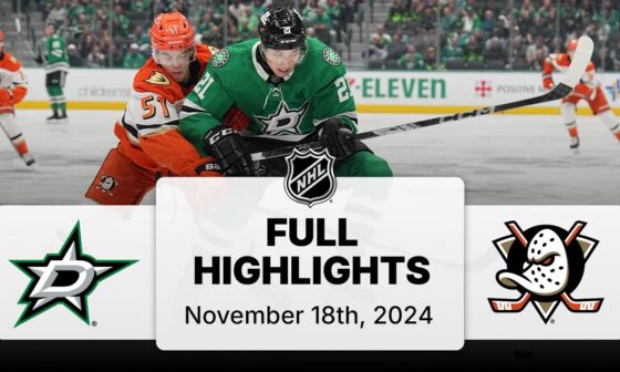 NHL Highlights | Ducks vs. Stars | November 18, 2024