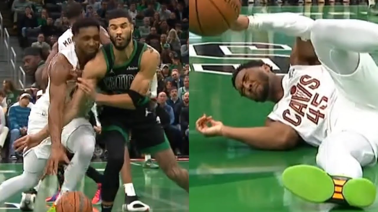 Jayson Tatum takes out Donovan Mitchell with shoulder as Celtics end Cavs 15-0 start