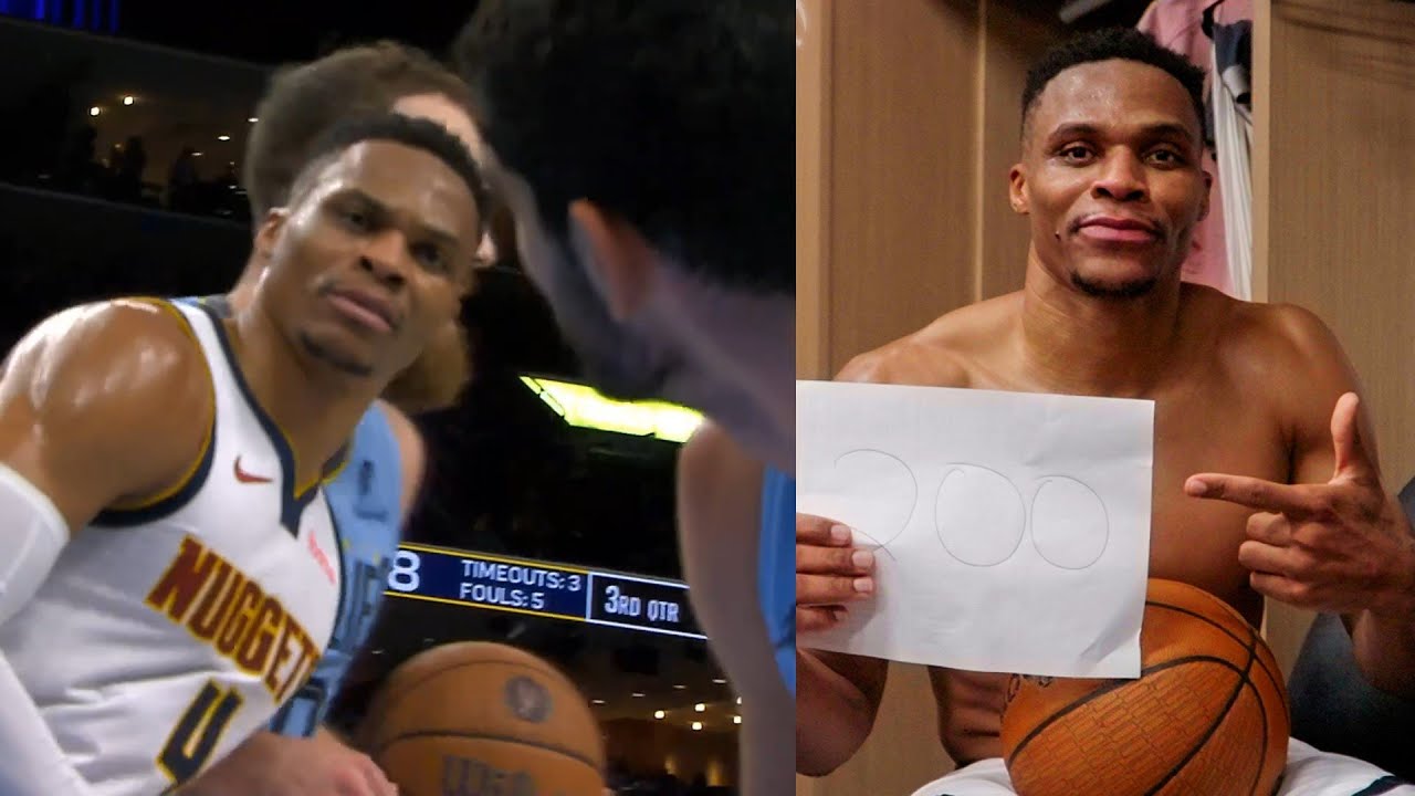 Russell Westbrook gets softest tech ever for staring then gets 200th triple double