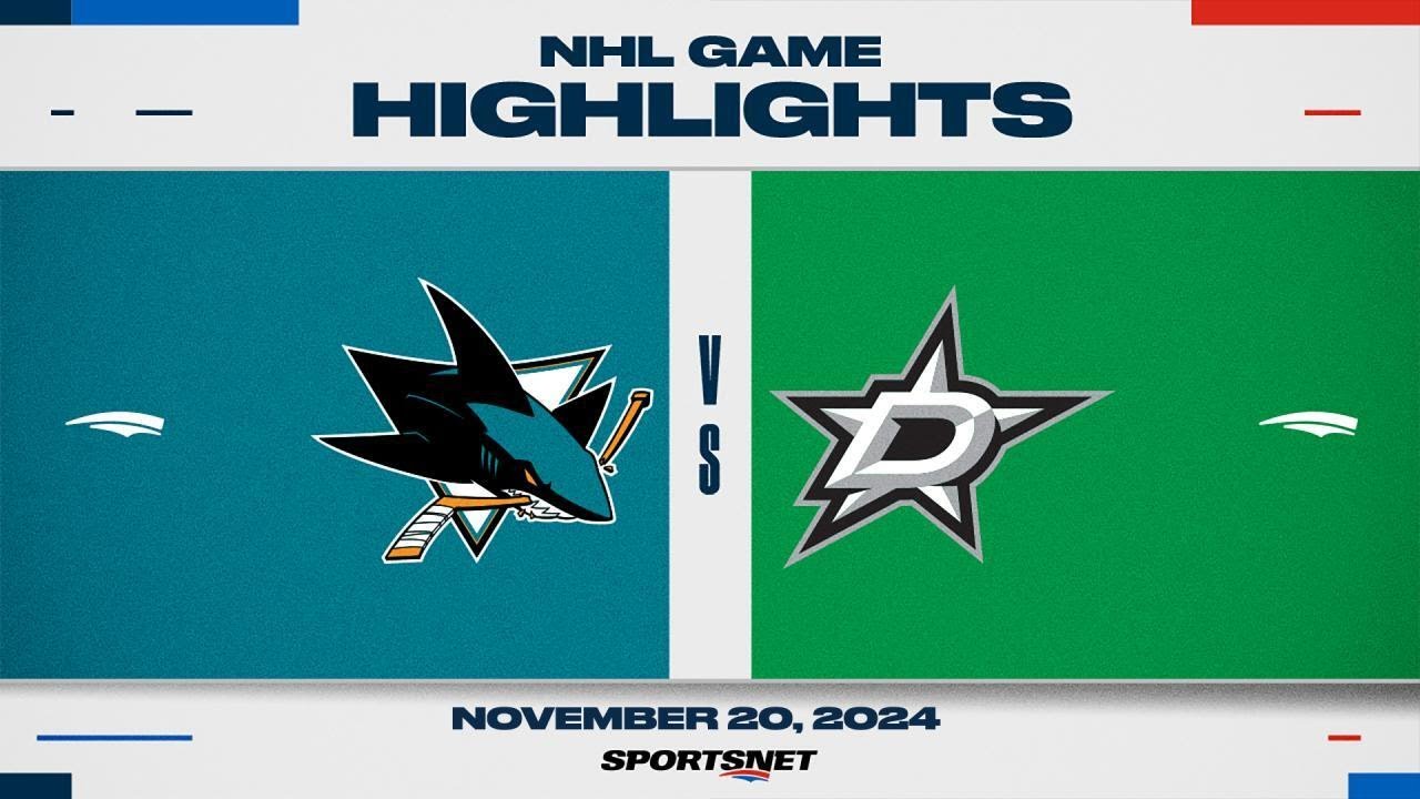 NHL Highlights | Sharks vs. Stars - November 20th, 2024