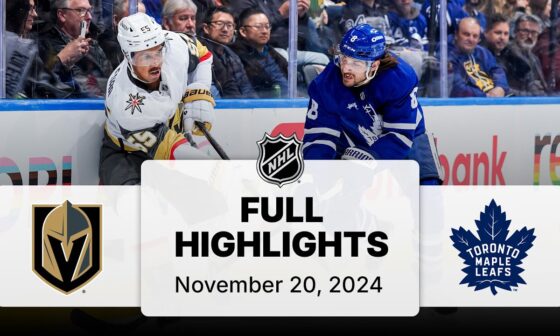 NHL Highlights | Golden Knights vs. Maple Leafs - November 20, 2024