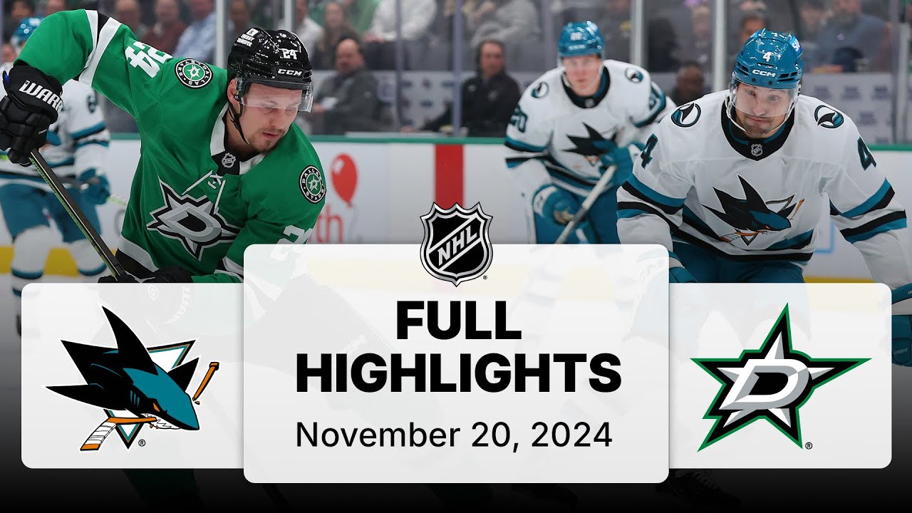 NHL Highlights | Sharks vs. Stars - November 20, 2024