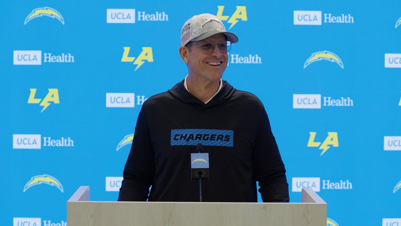 Jim Harbaugh On MNF vs Lamar Jackson & Ravens | LA Chargers