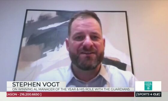 Guardians Stephen Vogt Reacts to Winning AL Manager of the Year - Sports4CLE, 11/20/24