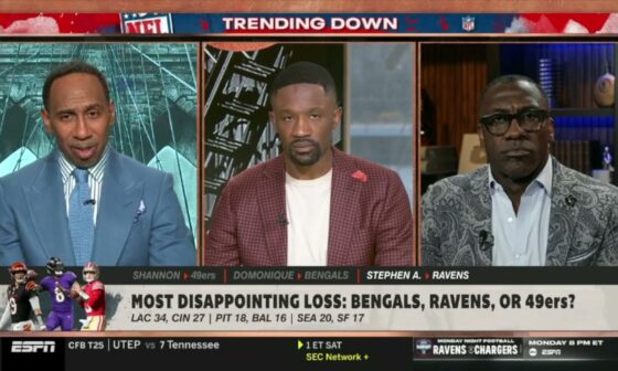 FIRST TAKE | Most disappointing loss: Bengals, Ravens, or 49ers? - Stephen A. and Shannon debate