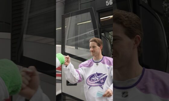 Blue Jackets Prepare for Hockey Fights Cancer Night 💜 | CBJ Today #cbj #nhl #shorts