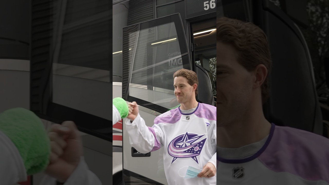 Blue Jackets Prepare for Hockey Fights Cancer Night 💜 | CBJ Today #cbj #nhl #shorts