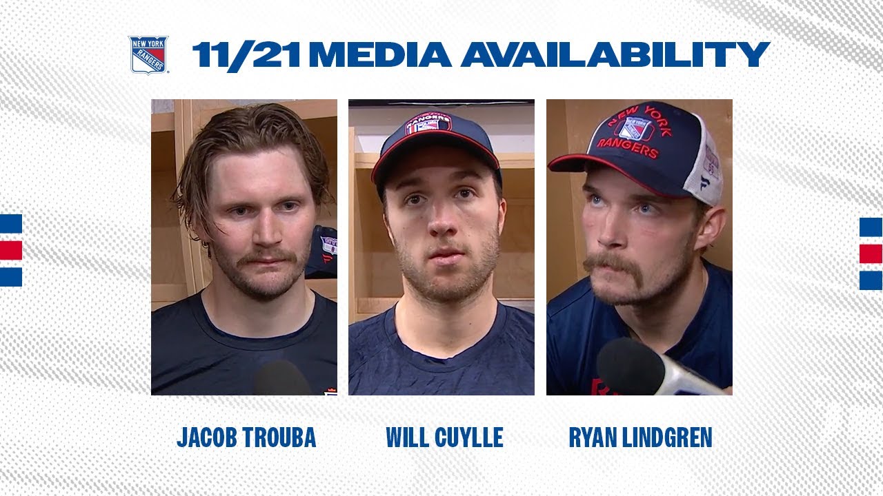 NYR at CGY: Jacob Trouba, Will Cuylle and Ryan Lindgren Postgame Availability | Nov. 21, 2024