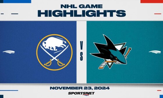 NHL Highlights | Sabres vs. Sharks - November 23, 2024