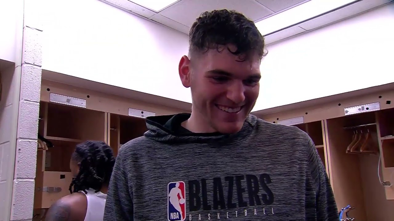 Donovan Clingan Postgame Interview | Portland Trail Blazers 104, Houston Rockets 98