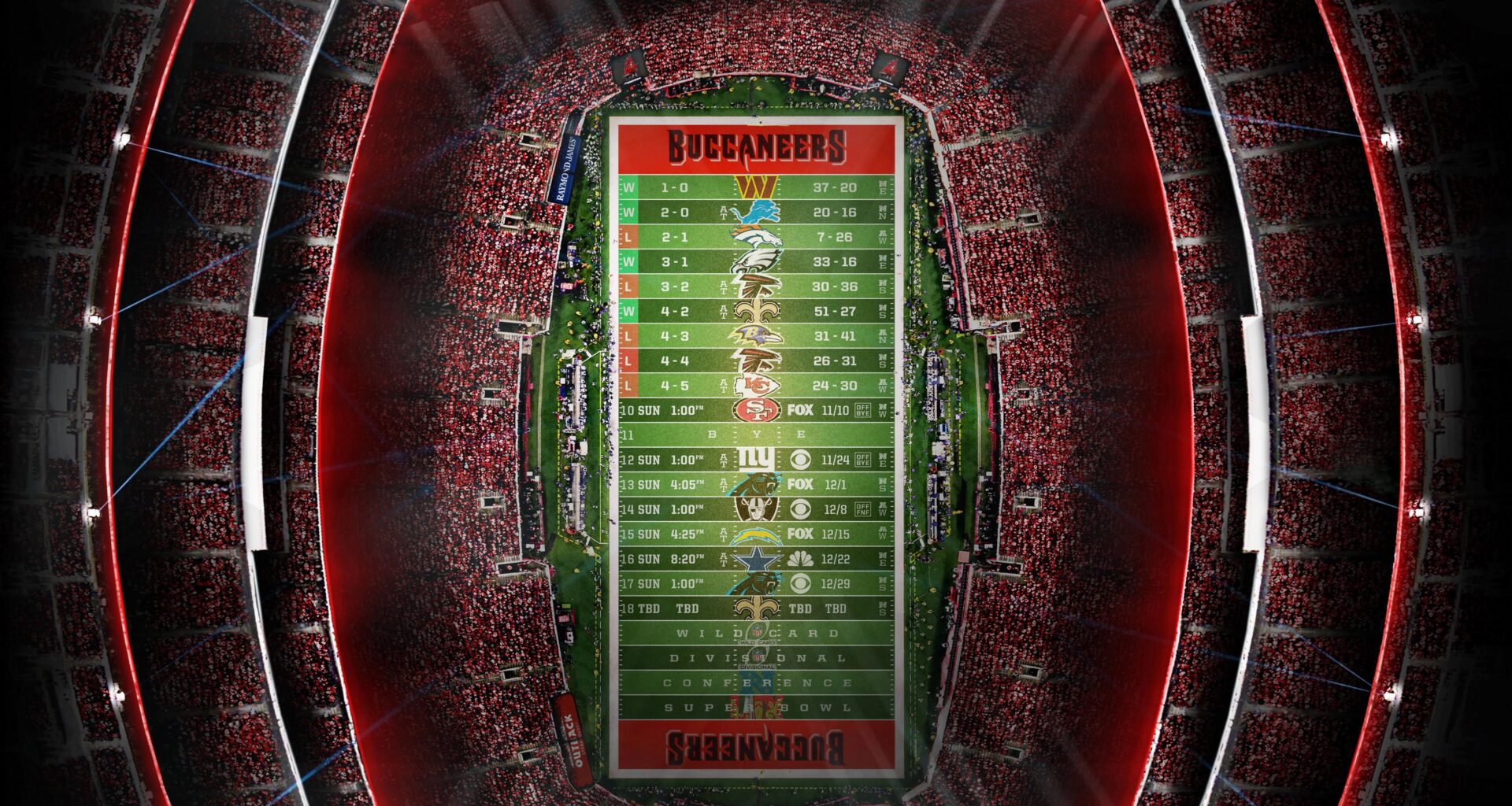 2024 - Stadium Schedule - Wk 9 - Buccaneers (4-5)