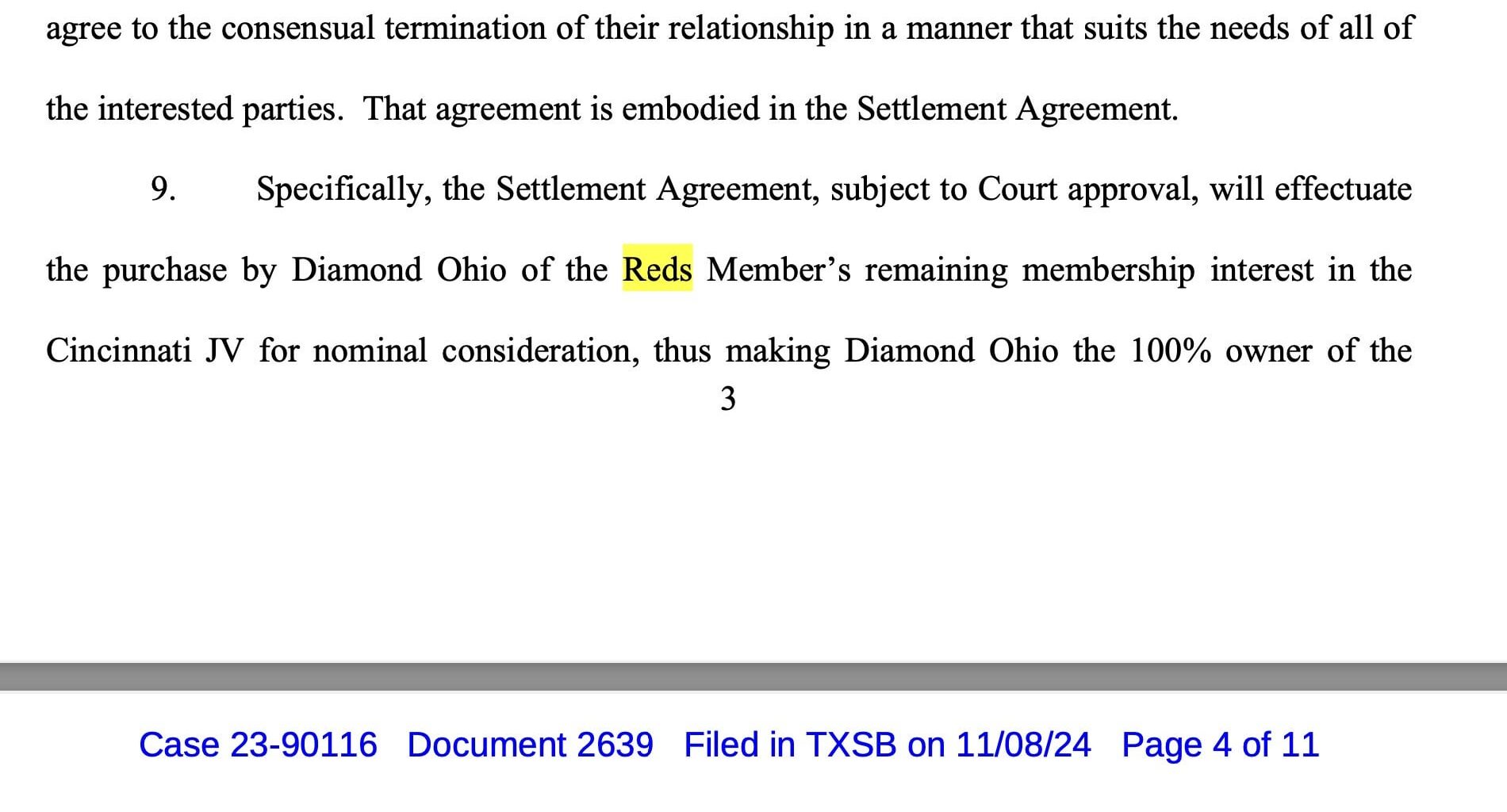 [Drellich] News: the Cincinnati Reds are leaving Diamond Sports Group, per a court filing. They'll need a new broadcast partner.