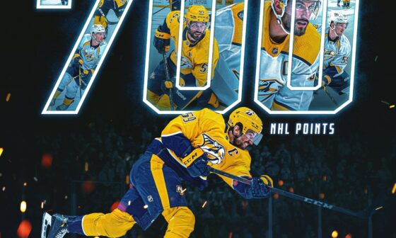 [NHLPA] Roman Josi becomes the first Swiss player to reach 700 NHL points