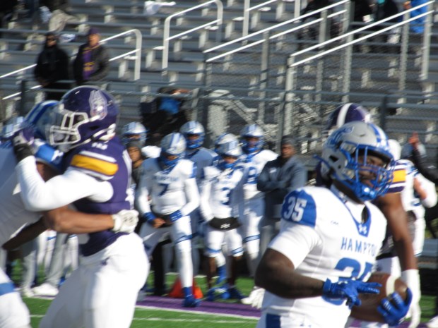 The UAlbany Great Danes football team defeated the Hampton Pirates,...